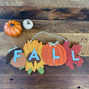 Decorative Autumn Hanging Sign with Pumpkins 3 Piece Bundle